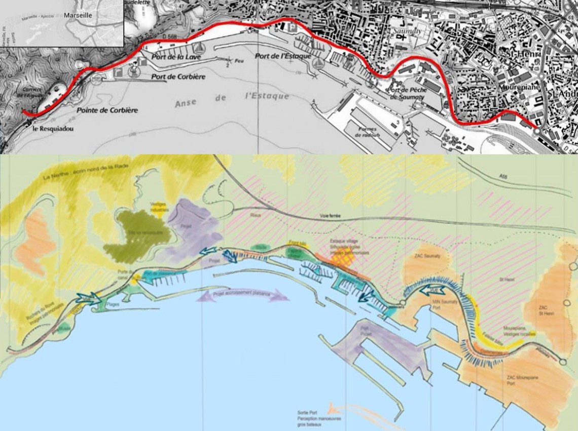 Aménagement de route de littoral Marseille - Estoque. Plan